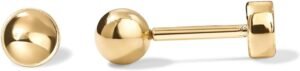 14K Gold Plated Solid 925 Sterling Silver Posts Dainty Ball Stud Flatback Earrings for Women - Cartilage Helix Piercing Jewelry - Small Screwbacks Stud Earrings for Women