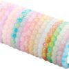 18Pcs 8mm Beaded Stretch Bracelet Handmade Round Glass Bracelet for Women Multicolor Matte Beads Elastic Bracelet