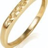 14K Gold Plated Signet Rings for Women Non Tarnish 925 Sterling Silver Dainty Stackable Gold Ring, Waterproof Engraved Flower Thin Band Unique Everyday Jewelry Gift