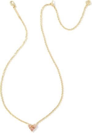 Heart Short Pendant Necklace Gold Pink Glass One Size