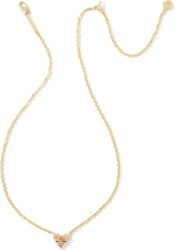 Heart Short Pendant Necklace Gold Pink Glass One Size