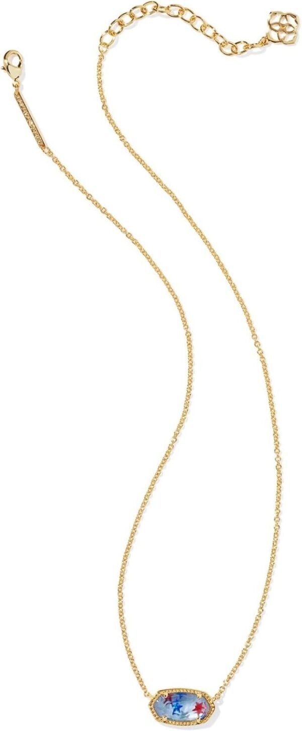 Oval Pendant Necklace in Red White and Blue Star Illusion and Gold