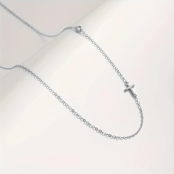 51HgJcFYjHL._AC_SL1500.jpg 925 Sterling Silver Cross Necklace for Women Dainty CZ Horizontal Cross Pendant Necklaces Birthstone Charm Chain for Mom Sideway Crucifix Cross Faith Choker Necklace Halloween Christmas Jewelry Gifts