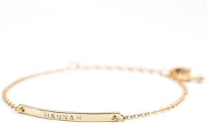 16K Gold Your Name Bar Bracelet Personalized gift Gold Plated bar Delicate Hand Stamp Best bridesmaid Wedding Graduation Gift