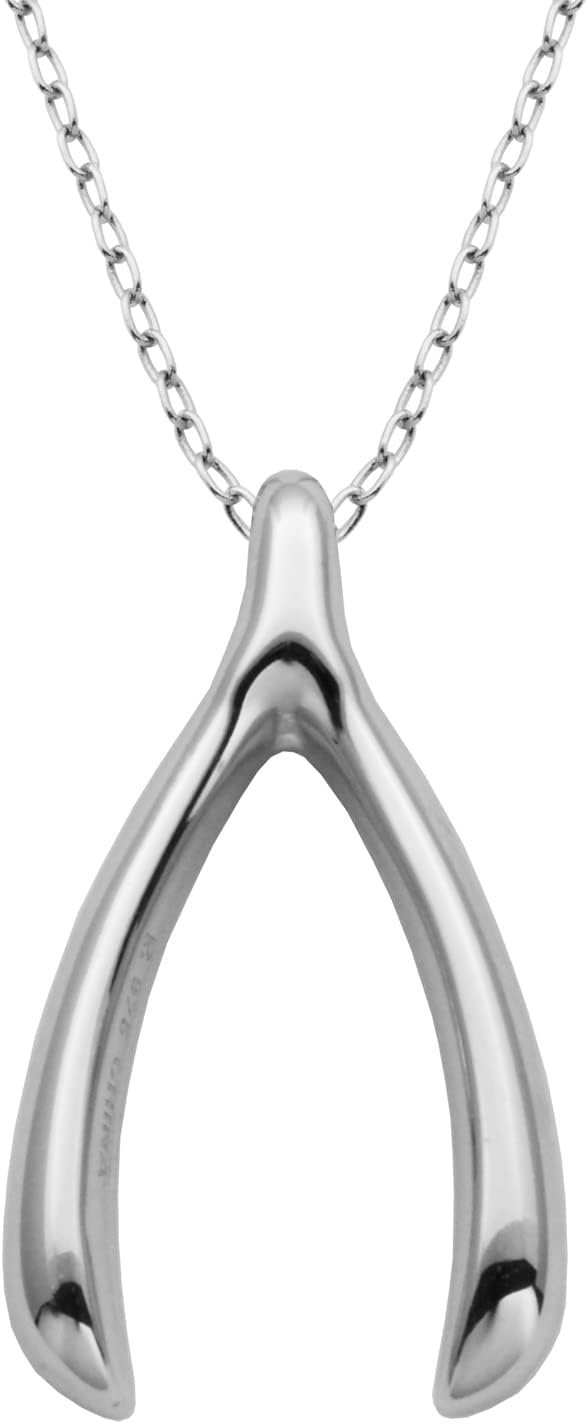 18k Yellow Gold Plated Sterling Silver Wishbone Pendant Necklace