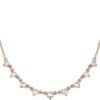 14K Gold Plated Station Necklace - Simulated Diamond Layering Necklaces - Womens CZ Chain
