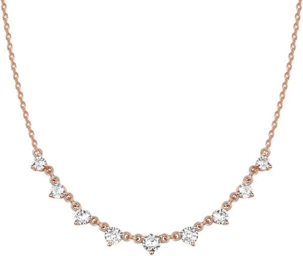 14K Gold Plated Station Necklace - Simulated Diamond Layering Necklaces - Womens CZ Chain