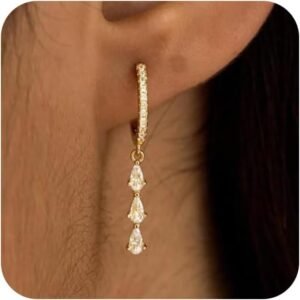 51Mm8apx3OL._AC_SL1500.jpg Gold Dangle Earrings for Women,Christmas Gifts Jewelry Dainty Earring 14K Gold Plated Drop Earrings for Women Trendy Hypoallergenic CZ Dangling Earring