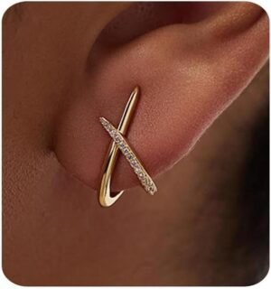 51Mma1e9agL._AC_SL1500.jpg Gold Earrings for Women Trendy,14K Gold Stud Earrings Dainty Earrings Simple Minimalist Cubic Zirconia Diamond Gold Earrings Hypoallergenic Earring for Women Gifts