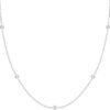 14K Gold Plated Station Necklace - Simulated Diamond Layering Necklaces - Womens CZ Chain