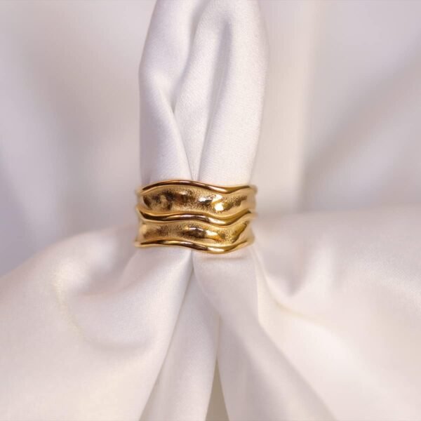 18K Gold-Plated Hammered Ring For Women | Textured Ring | Rings | Thick Stacking Gold Rings | Chunky Gold Ring | Size 6-8