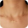 51Zj_fXvgAL._AC_SL1500.jpg 925 Sterling Silver Cross Necklace for Women Dainty CZ Horizontal Cross Pendant Necklaces Birthstone Charm Chain for Mom Sideway Crucifix Cross Faith Choker Necklace Halloween Christmas Jewelry Gifts