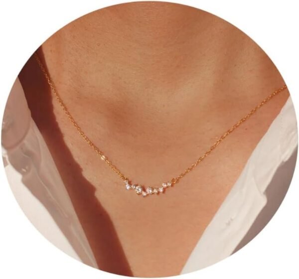 Diamond Necklace for Women Dainty Square Cubic Zirconia Splints Solitaire Pendant Necklace for women 14kGold/Silver Plated Different Width Square CZ Pendant Necklaces Simulated Diamond Bridesmaid Jewelry for Women