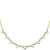 14K Gold Plated Station Necklace - Simulated Diamond Layering Necklaces - Womens CZ Chain