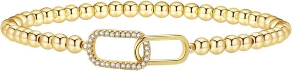 Gold Bracelets for Women 14K Gold Beaded Bracelets Stackable Bracelets for Women Gold Charm Bracelet Non Tarnish Gold Jewelry for Women Trendy