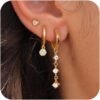 Gold Dangle Earrings for Women,Christmas Gifts Jewelry Dainty Earring 14K Gold Plated Drop Earrings for Women Trendy Hypoallergenic CZ Dangling Earring