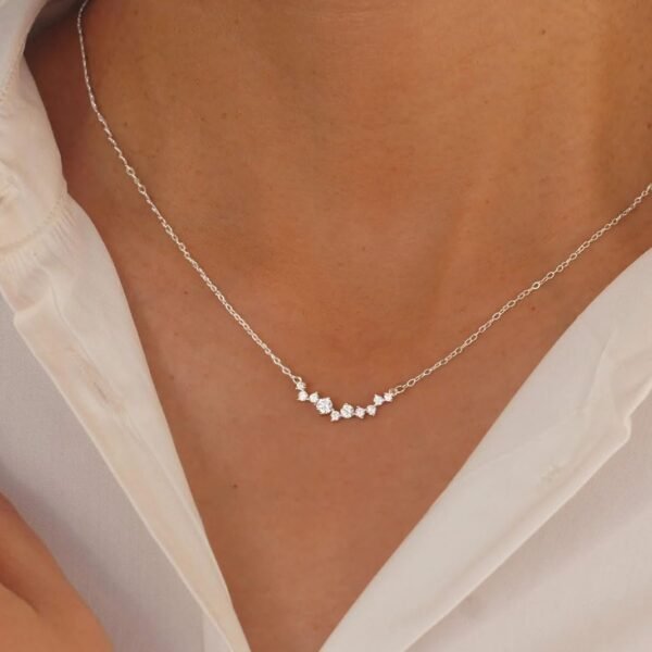 Diamond Necklace for Women Dainty Square Cubic Zirconia Splints Solitaire Pendant Necklace for women 14kGold/Silver Plated Different Width Square CZ Pendant Necklaces Simulated Diamond Bridesmaid Jewelry for Women