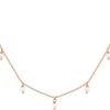 14K Gold Plated Station Necklace - Simulated Diamond Layering Necklaces - Womens CZ Chain