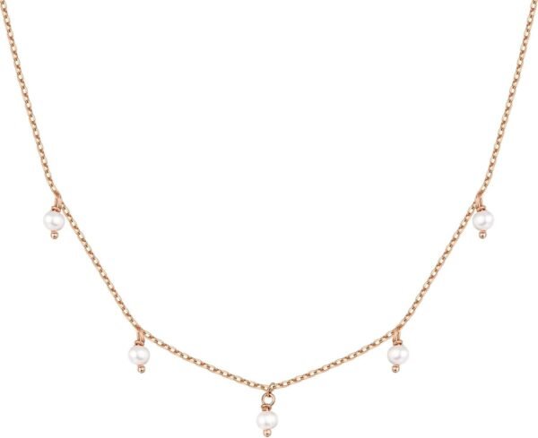 14K Gold Plated Station Necklace - Simulated Diamond Layering Necklaces - Womens CZ Chain