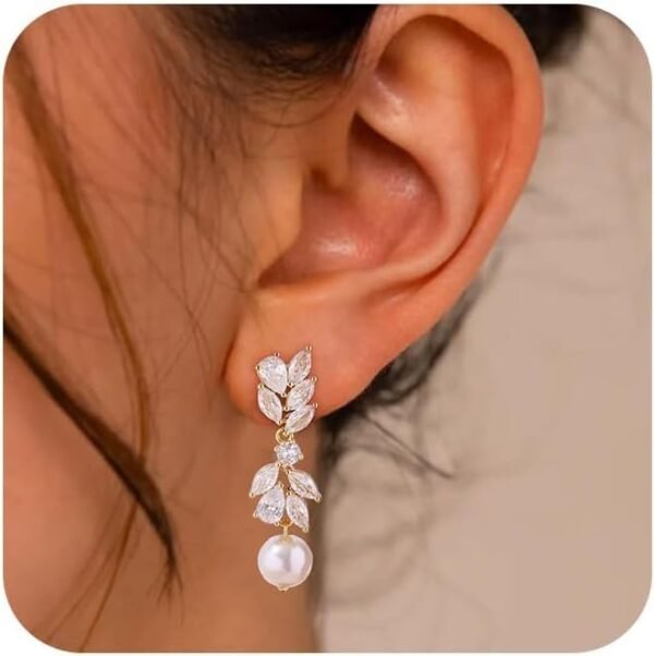 Gold Dangle Earrings for Women,Christmas Gifts Jewelry Dainty Earring 14K Gold Plated Drop Earrings for Women Trendy Hypoallergenic CZ Dangling Earring