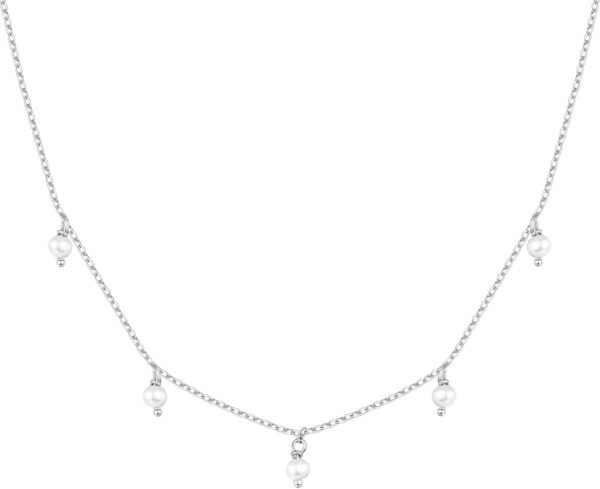 14K Gold Plated Station Necklace - Simulated Diamond Layering Necklaces - Womens CZ Chain