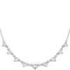 14K Gold Plated Station Necklace - Simulated Diamond Layering Necklaces - Womens CZ Chain