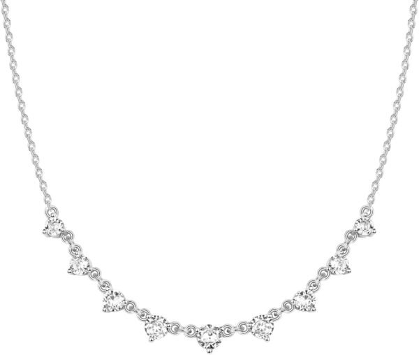 14K Gold Plated Station Necklace - Simulated Diamond Layering Necklaces - Womens CZ Chain