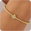 Gold Bracelets for Women 14K Gold Beaded Bracelets Stackable Bracelets for Women Gold Charm Bracelet Non Tarnish Gold Jewelry for Women Trendy