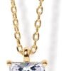14K Gold Plated Cubic Zirconia Diamond Pendant Necklace for Women | Adjustable Slider