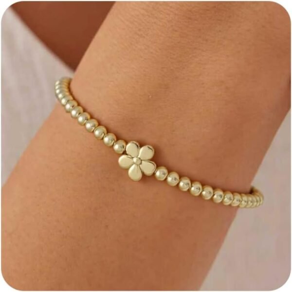 Gold Bracelets for Women 14K Gold Beaded Bracelets Stackable Bracelets for Women Gold Charm Bracelet Non Tarnish Gold Jewelry for Women Trendy