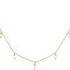 14K Gold Plated Station Necklace - Simulated Diamond Layering Necklaces - Womens CZ Chain