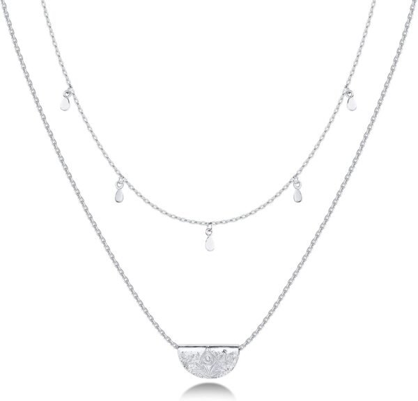 51uzEkoAG8L._AC_SL1500.jpg 14K Gold Plated Layering Necklaces | Stylish Minimalist Design Pendant Necklaces | Bar, Circle, Lotus, Disc, Dog Tag, Horizontal Bar Pendants for Women