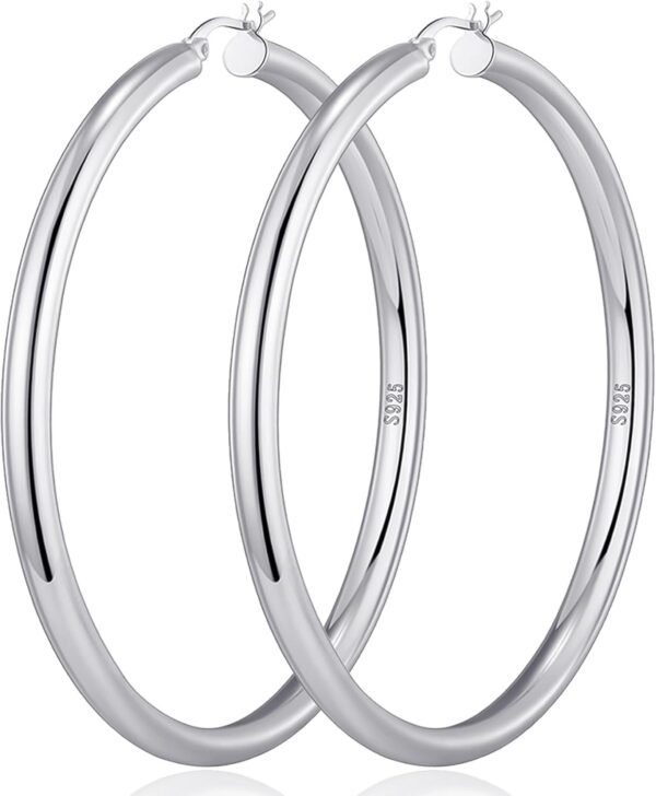 4mm Thick Gold Chunky Earrings Steling Silver Post Hoops Earrings For Women Hollow Tube Hoops Earrings Thick Gold Hoop Earrings Hypoallergenic Lightweight Gold Hoop Large Earrings 20/30/40/50/60MM