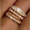 14K Gold Plated Stackable Rings for Women Non Tarnish - Dainty Cubic Zirconia Wedding Bands Ring Set Minimalist Trendy Statement Engagement Promise Thumb Rings Stacking Size 5-10