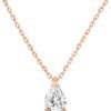 14K Gold Plated Cubic Zirconia Diamond Pendant Necklace for Women | Adjustable Slider