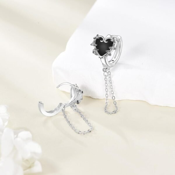 Witches Heart Earrings For Women 925 Sterling Silver Gothic Jewelry Witches Heart Hoop Earrings Goth Earrings Halloween Gifts for Women