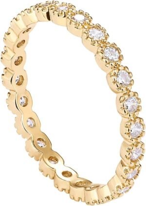 14K Gold Plated Rings Cubic Zirconia Band | Gold Rings for Women