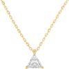 14K Gold Plated Cubic Zirconia Diamond Pendant Necklace for Women | Adjustable Slider