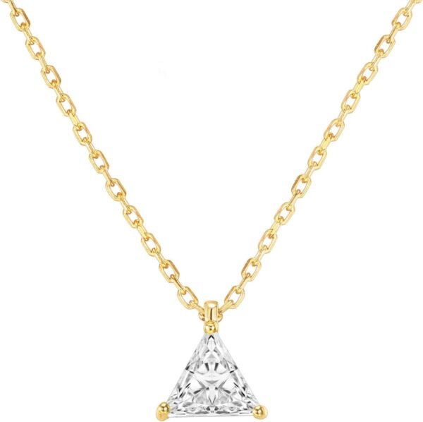 14K Gold Plated Cubic Zirconia Diamond Pendant Necklace for Women | Adjustable Slider