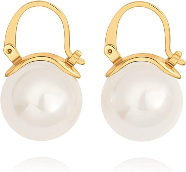 925 Sterling Silver Hoop Handpicked AAA+ Quality 7.5-8mm White Freshwater Cultured Pearl Dangle Drop Earrings Jewelry for Women