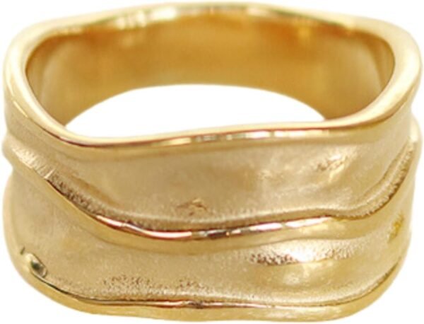 18K Gold-Plated Hammered Ring For Women | Textured Ring | Rings | Thick Stacking Gold Rings | Chunky Gold Ring | Size 6-8