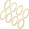 8PCS 14K Gold/Silver Rings Set for Women Non Tarnish Dainty CZ Simulated Diamond Ring Eternity Wedding Band Gold Stackable Thumb Rings Size 4-12