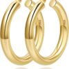 4mm Thick Gold Chunky Earrings Steling Silver Post Hoops Earrings For Women Hollow Tube Hoops Earrings Thick Gold Hoop Earrings Hypoallergenic Lightweight Gold Hoop Large Earrings 20/30/40/50/60MM