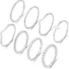 8PCS 14K Gold/Silver Rings Set for Women Non Tarnish Dainty CZ Simulated Diamond Ring Eternity Wedding Band Gold Stackable Thumb Rings Size 4-12