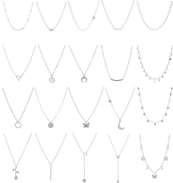 61EIwe8HMPL._AC_SL1500.jpg 20PCS 14K Gold Plated Choker Necklaces for Women, Dainty Gold Diamond Coin Pearl Pendant Simple Chain Necklace Set Cute Gold Layered Necklaces for Women Teen Jewelry Gifts