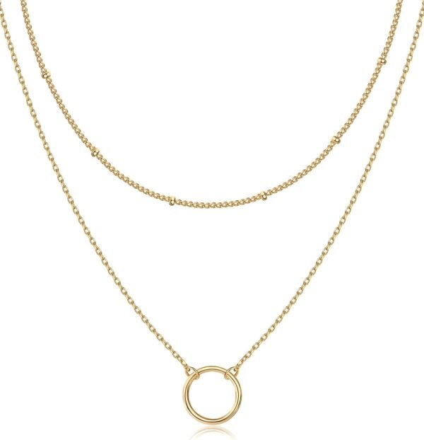 61EesYexHwL._AC_SL1500.jpg 14K Gold Plated Layering Necklaces | Stylish Minimalist Design Pendant Necklaces | Bar, Circle, Lotus, Disc, Dog Tag, Horizontal Bar Pendants for Women