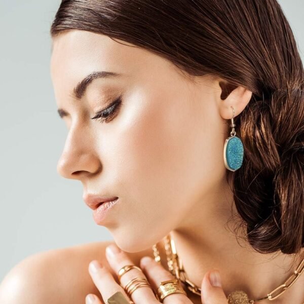 61F-qxulQsL._AC_SL1000.jpg 12 Pairs Teardrop Druse Crystal Drop Dangle Earrings for Women Cubic Zirconia Huggie Hoop Earring Jewelry Set Christmas Gifts