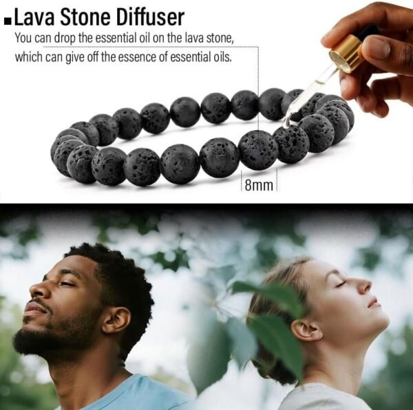 Men’s Bracelet Set Multi - Tiger Eye/Matte Agate/Lava Rock Gifts for Birthday/Anniversary/Christmas