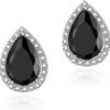 Cubic Zirconia Earrings Studs, Halo CZ Birthstone Simulated Diamond Stud Earrings for Women