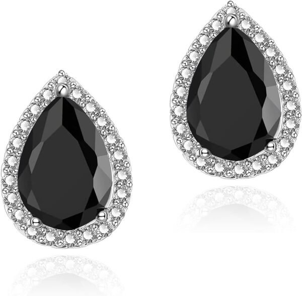 Cubic Zirconia Earrings Studs, Halo CZ Birthstone Simulated Diamond Stud Earrings for Women